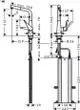 Hansgrohe Spültischmischer mit Ausziehauslauf und einem Jet. Technisches Zeichnungsdesign zeigt Maße und Details für Installation und Nutzung.